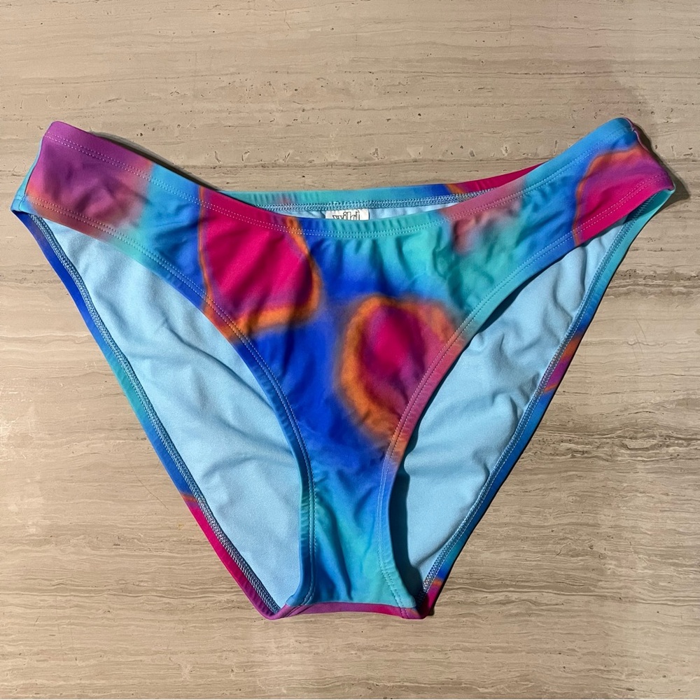 Wild Fable Bikini Bottom Blue Tie Dye X (16) Low Rise Cheeky High Leg